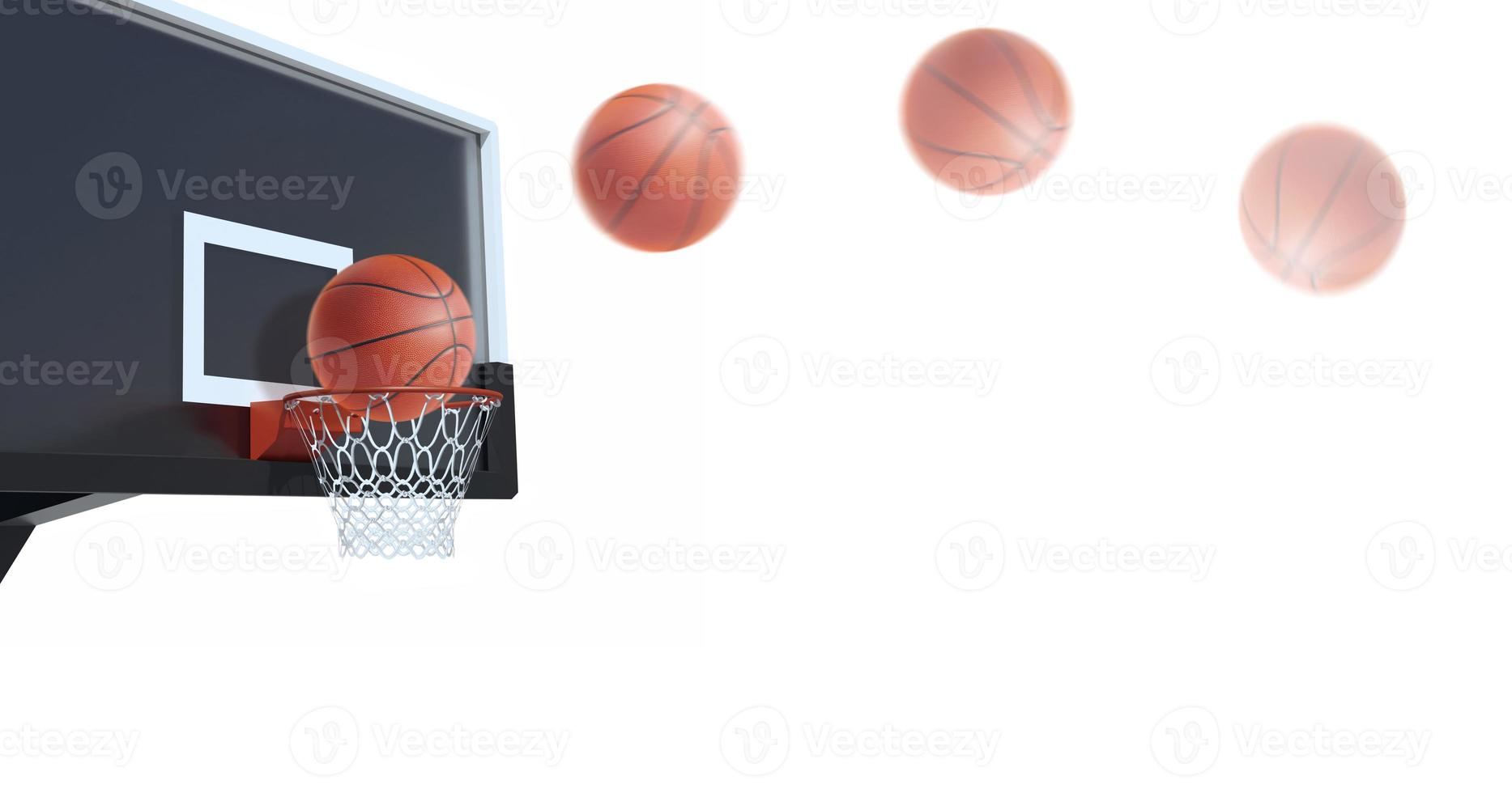 Basketball will pass through the basket at the stadium photo