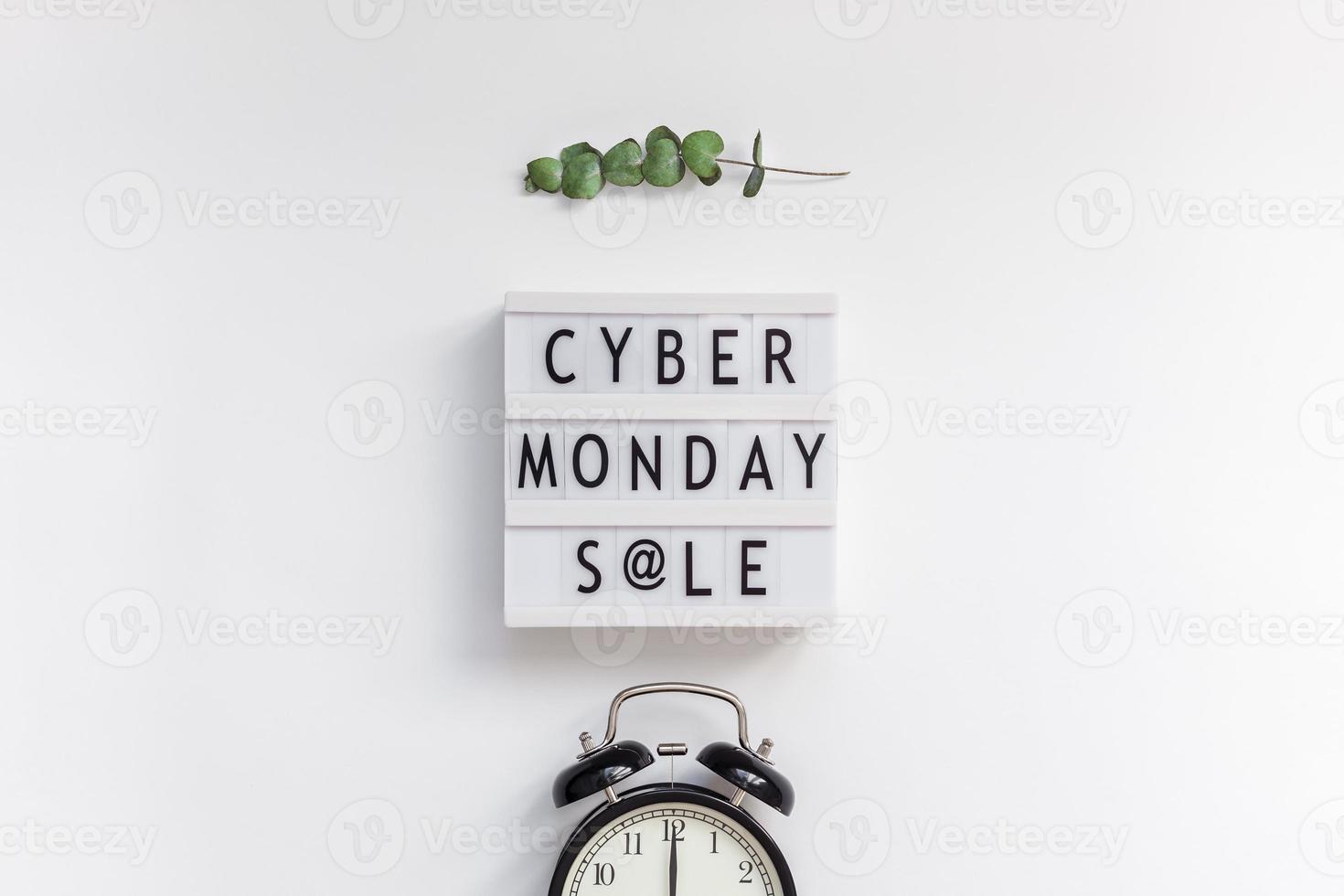 Cyber Monday sale text on white lightbox photo