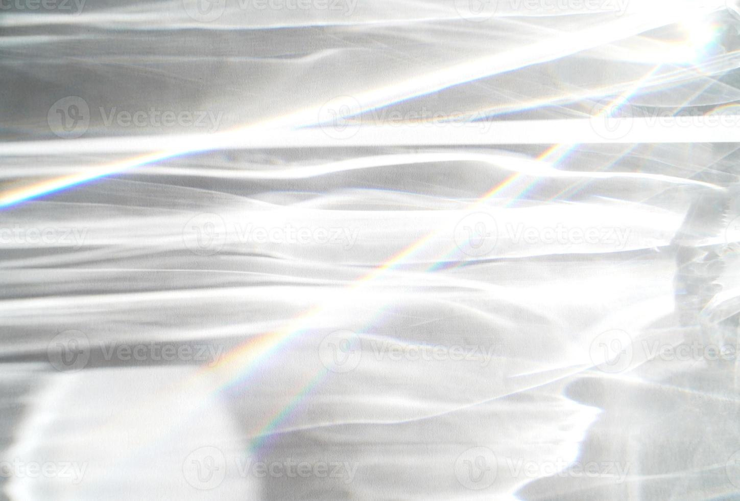 Water texture overlay effect, rays of light  shadow overlay effect with rainbow reflection of light from water on a white background, mockup and backdrop photo