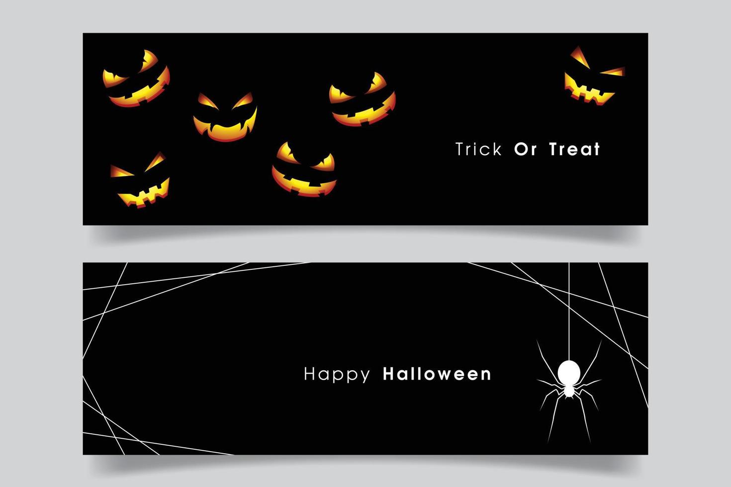 Banner set with halloween pumpkin and spider. vector
