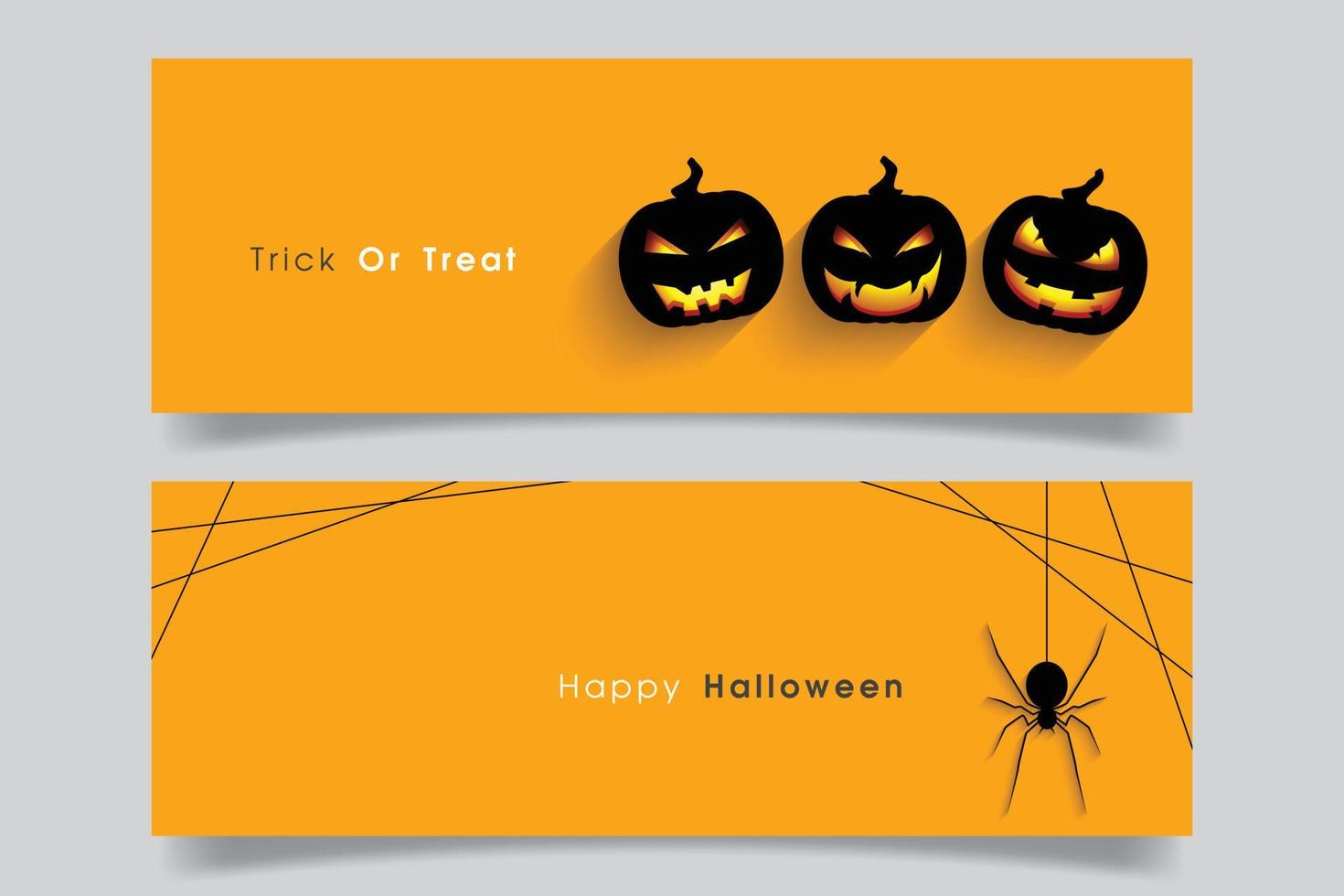 banner con calabaza de halloween y araña. vector