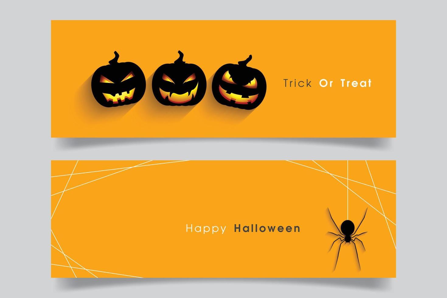 banner con calabaza de halloween y araña. vector