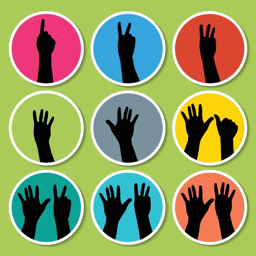 Black hands counting from 1 to 9 with fingers icon illustration vectors