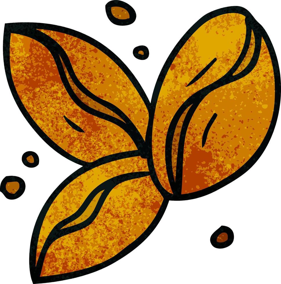 textured cartoon doodle of three coffee beans vector
