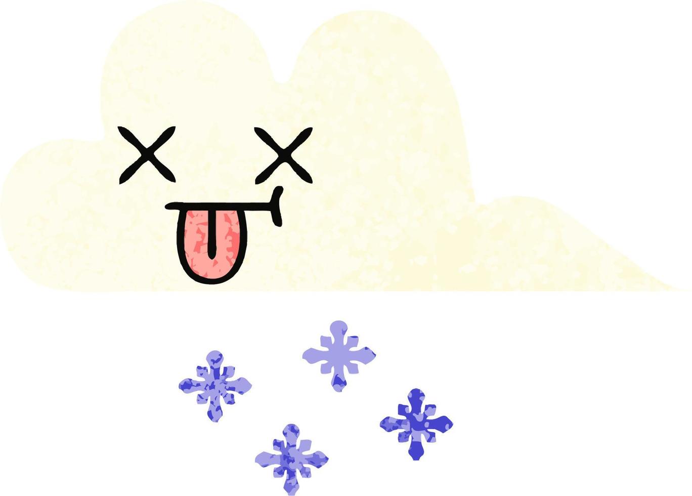 retro illustration style cartoon snow cloud vector