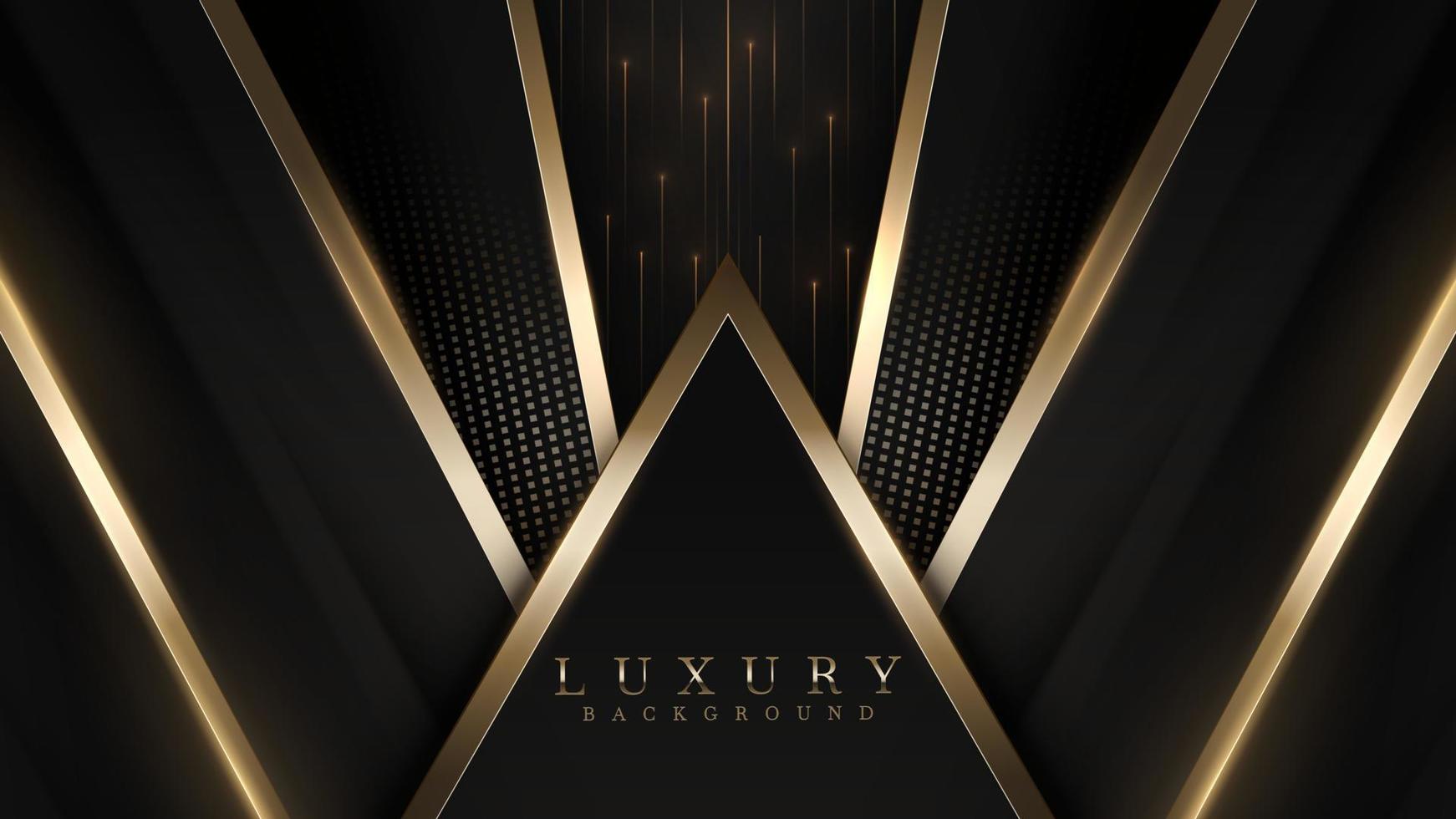 Golden lines on a black background with starlight effect decoration. Luxury award ceremony design concept. vector