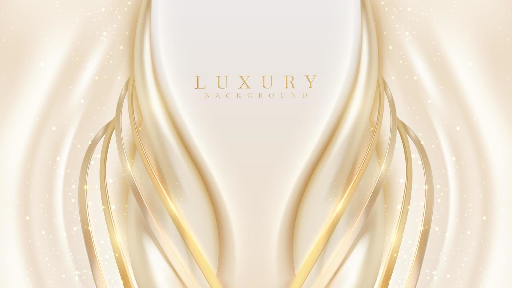 Luxury background with golden curve line element and glitter light effect decoration. vector