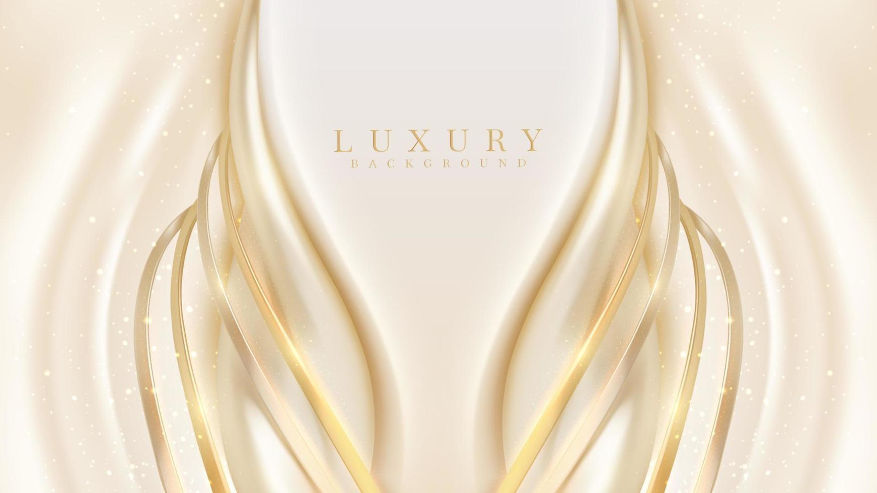 Luxury background with golden curve line element and glitter light effect decoration. vector