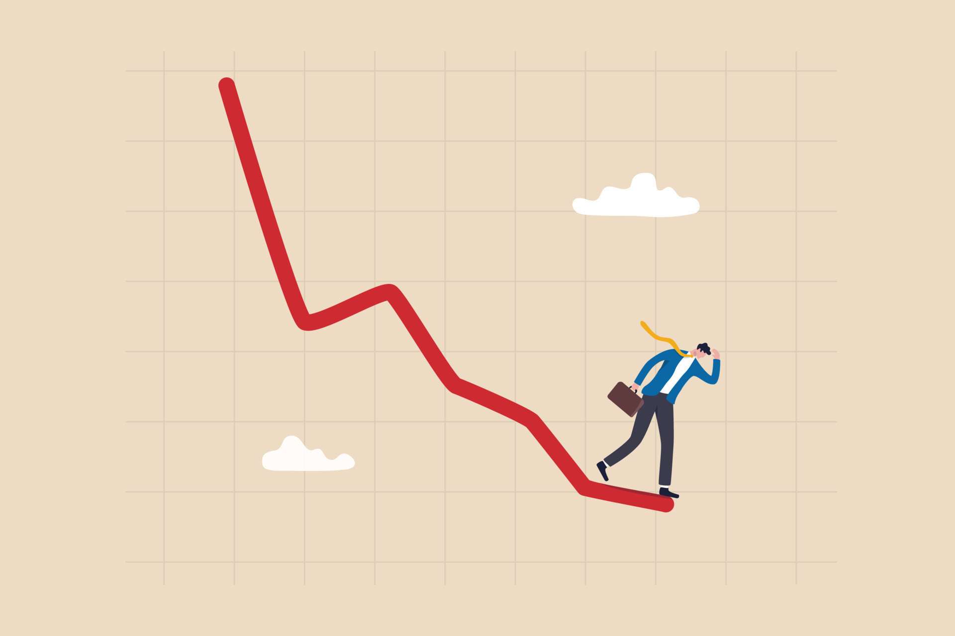 Economic recession, stock market plunge or falling down, cryptocurrency 