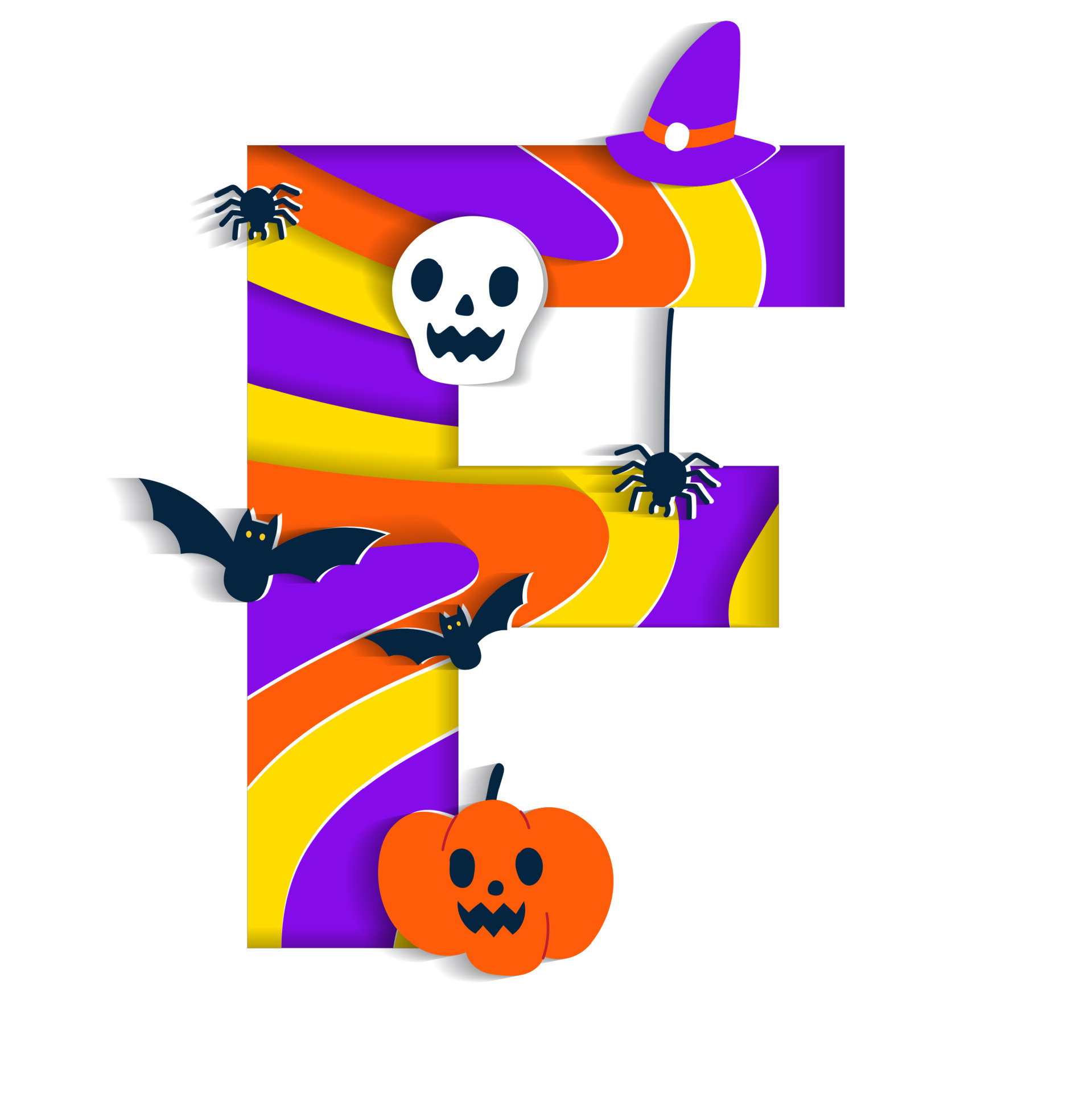 Happy Halloween F Alphabet Party Font Typography Character Cartoon