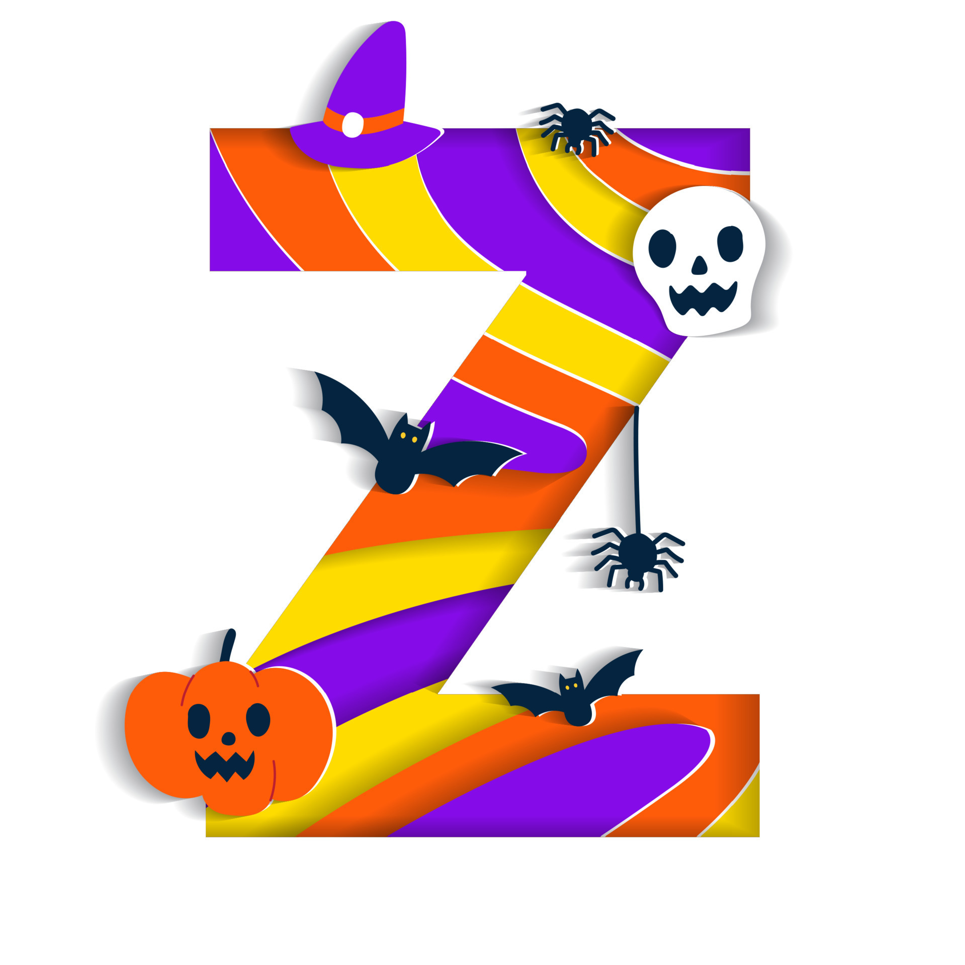 Happy Halloween Z Alphabet Party Font Typography Character Cartoon