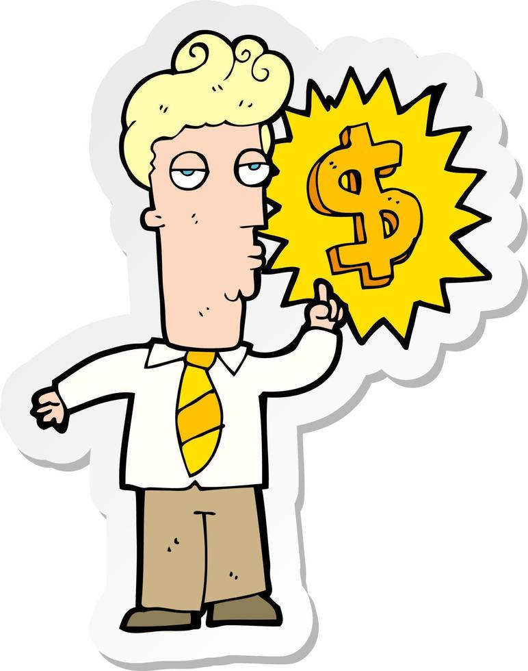 sticker of a cartoon rich man vector