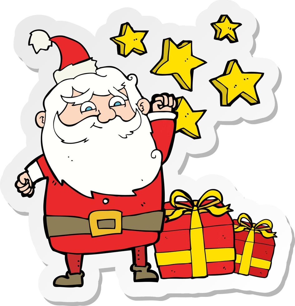 sticker of a cartoon santa claus vector