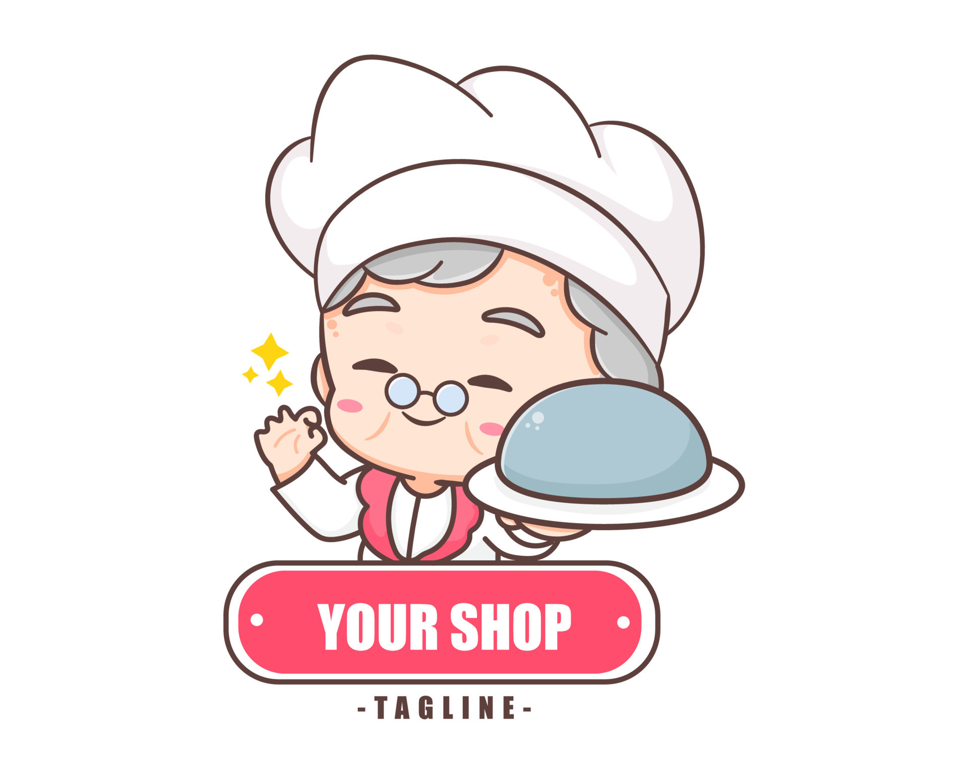 Cute grandmother chef cartoon. Grandma cooking logo vector art. People Food  Icon Concept. restaurant and homemade culinary logo 11414142 Vector Art at  Vecteezy