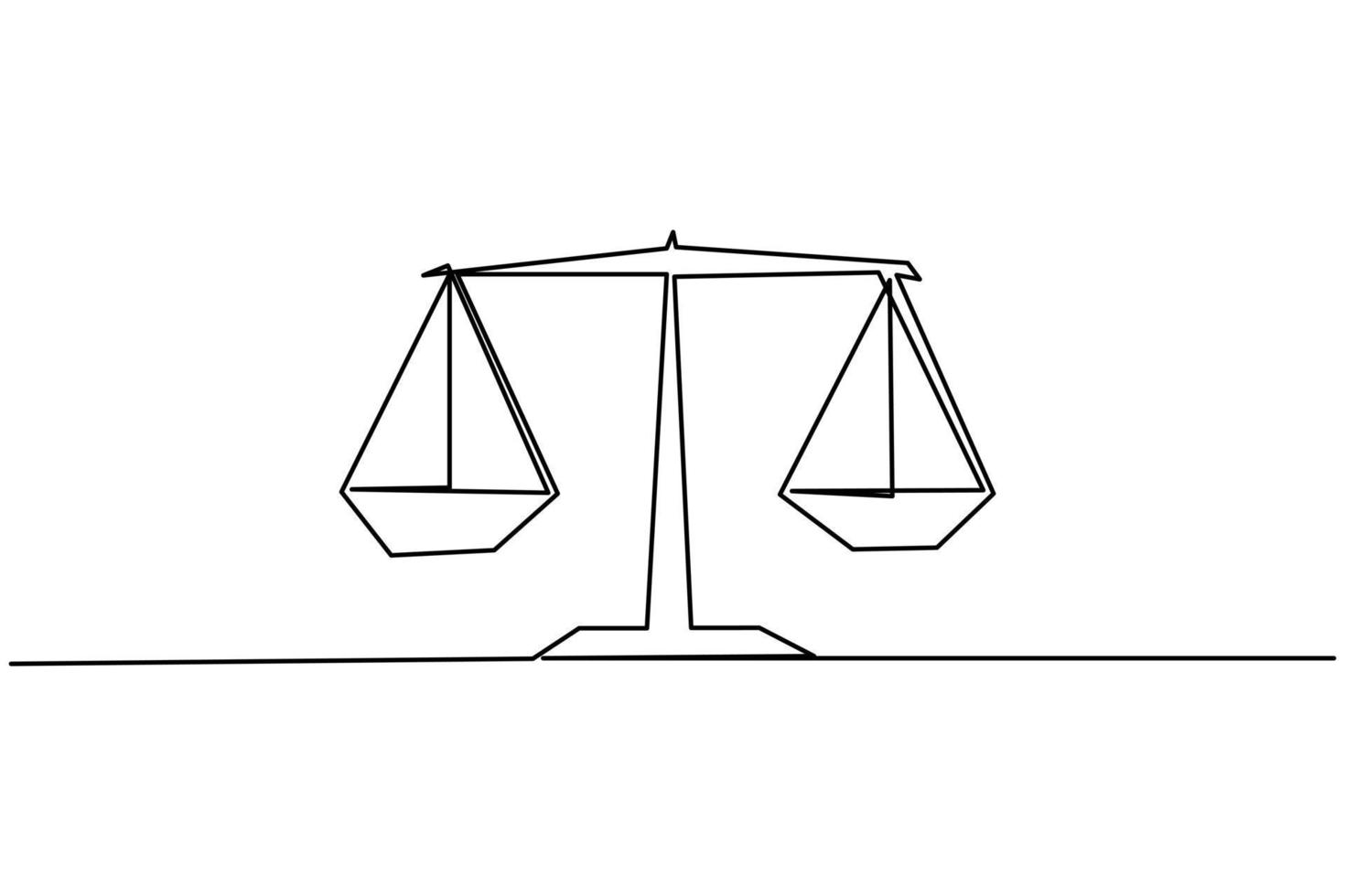 justice scale one continuous line illustration design vector