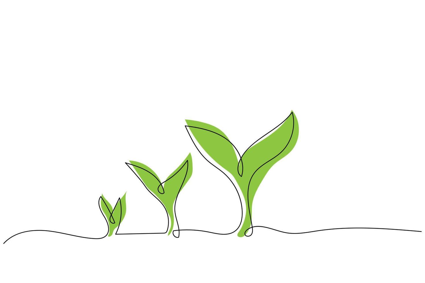 vector illustration of single continuous line plant growing