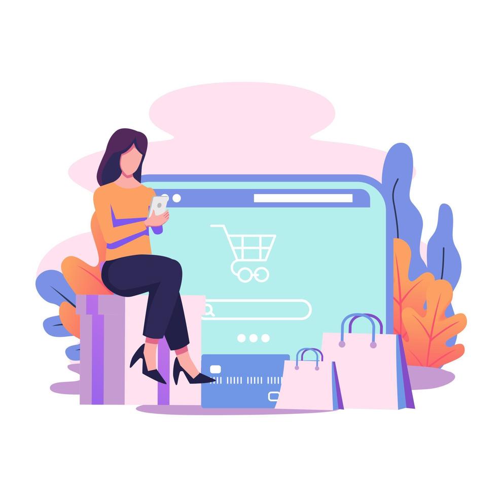 E commerce aplication flat style illustration design vector