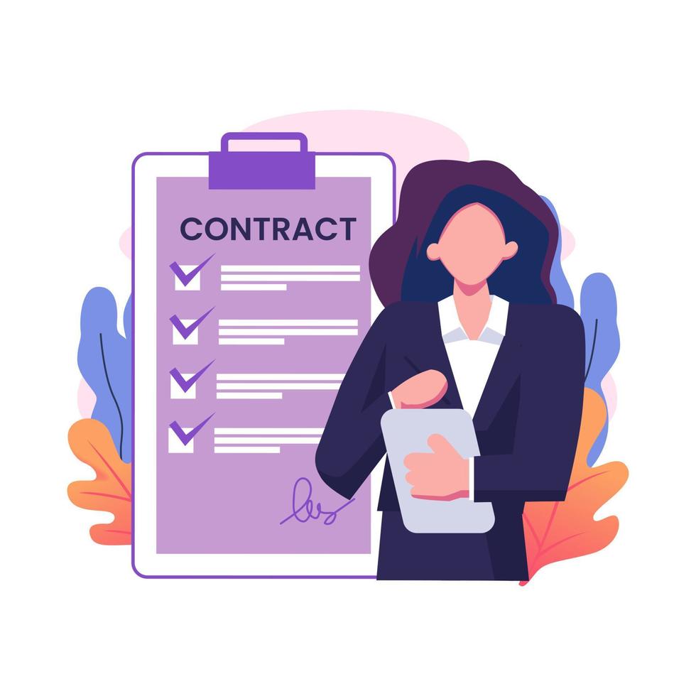 Electronic contract flat style illustration design 11414211 Vector Art ...