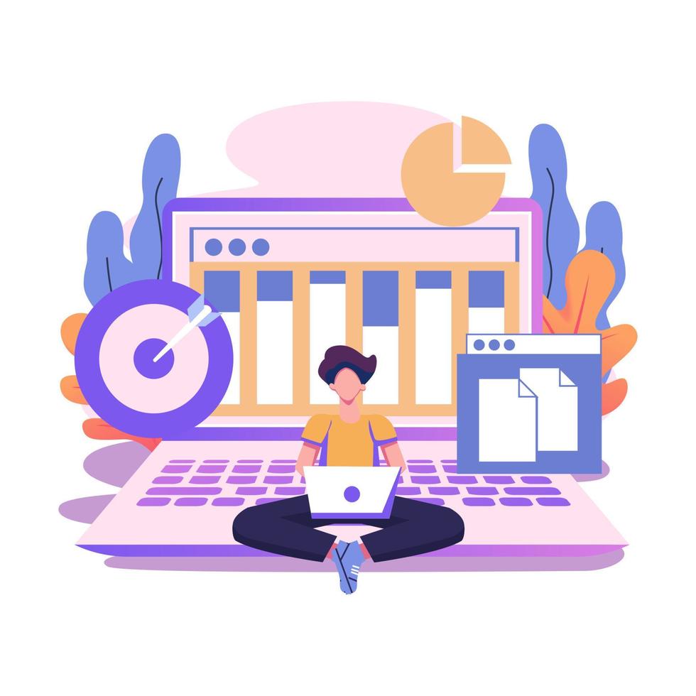 Data initiative flat style illustration vector design