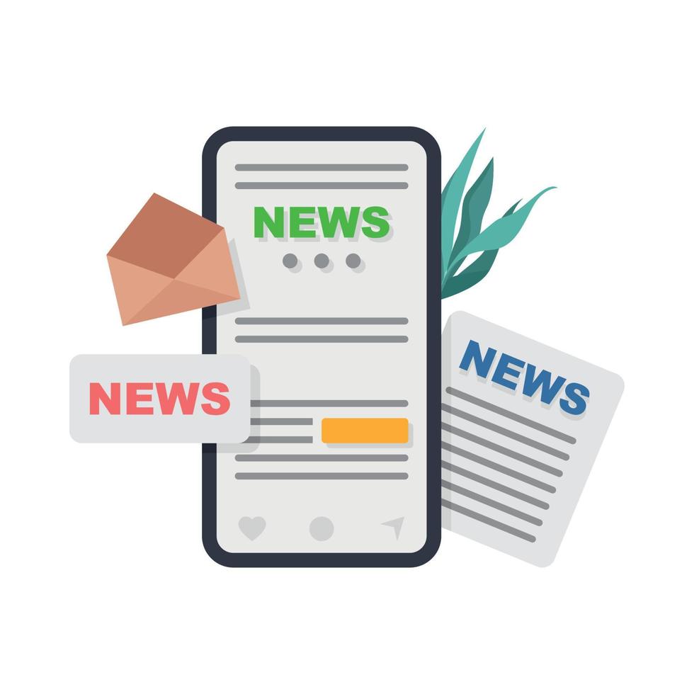 News update information on mobile web illustration. vector