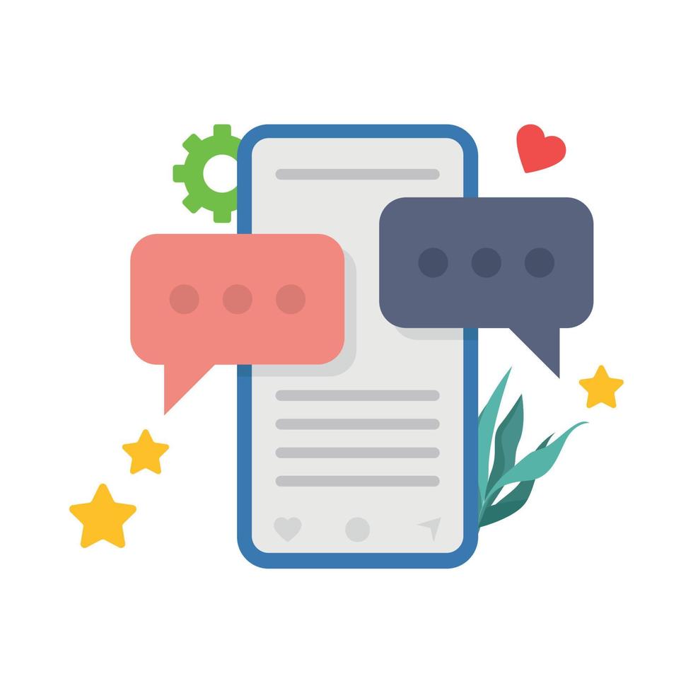 Mobile digital chatting on smartphone illustration. vector