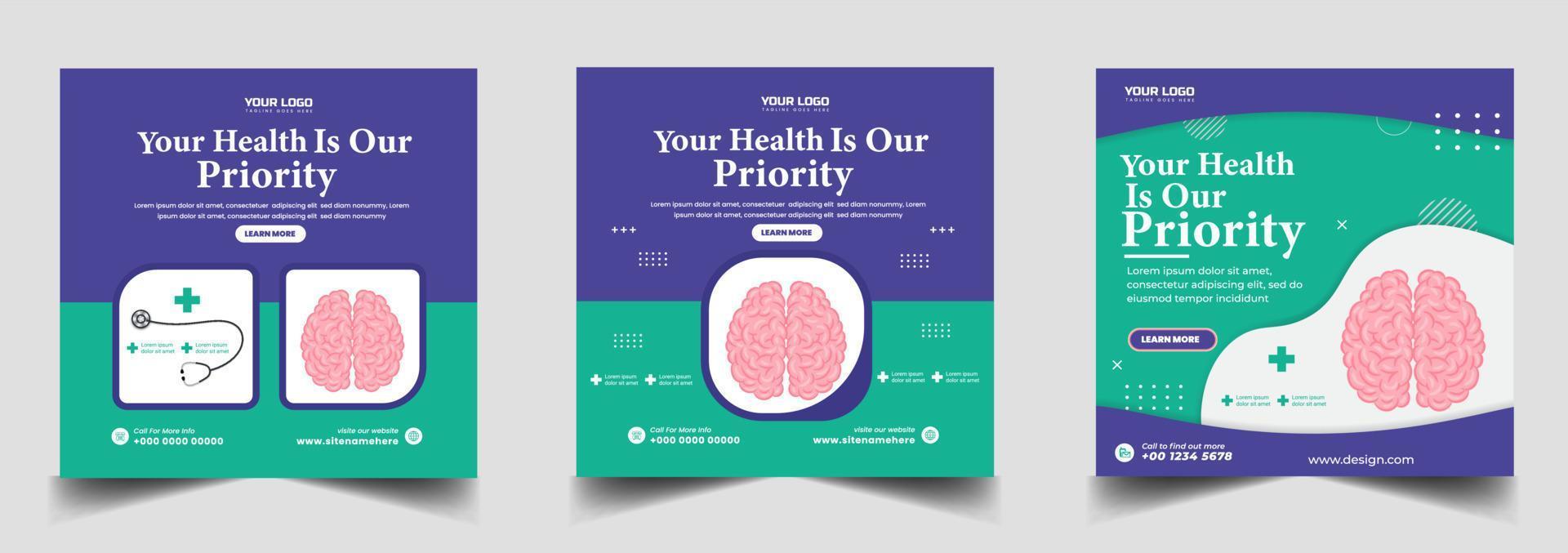 Medical health social media and Instagram post banner vector