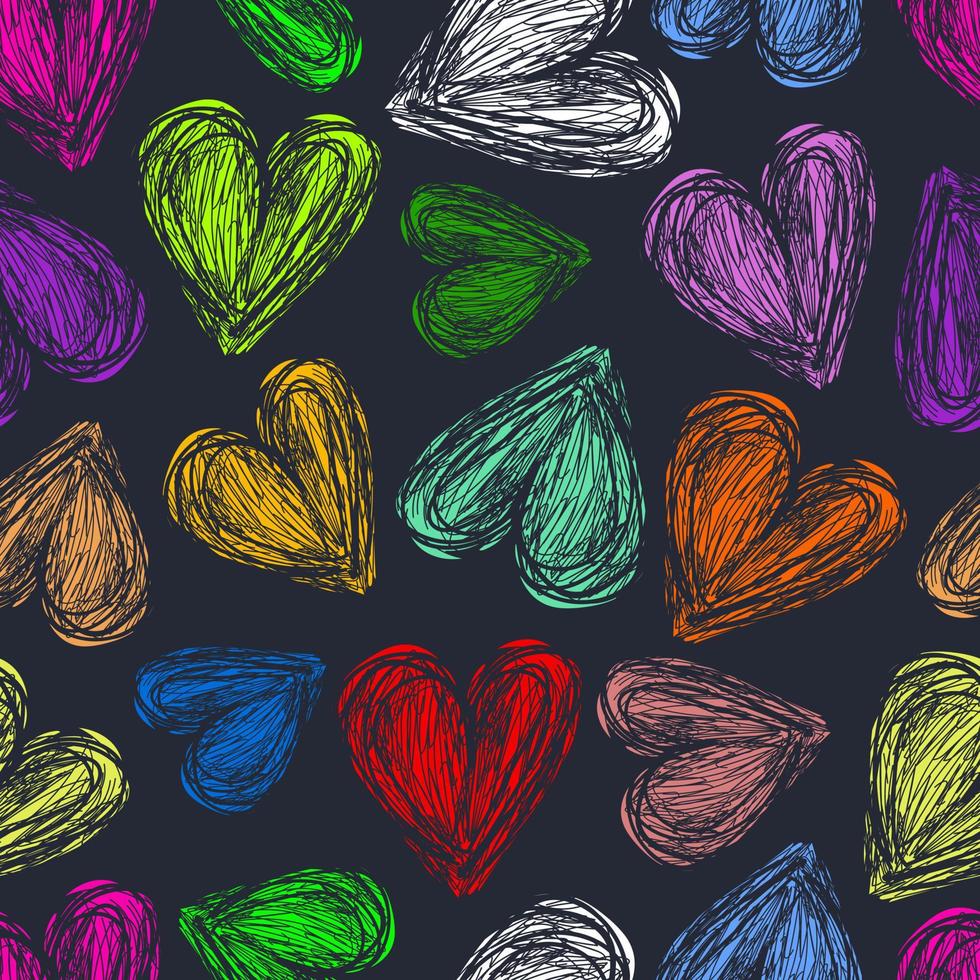 Colorful hand-drawn love texture background seamless pattern vector illustration design