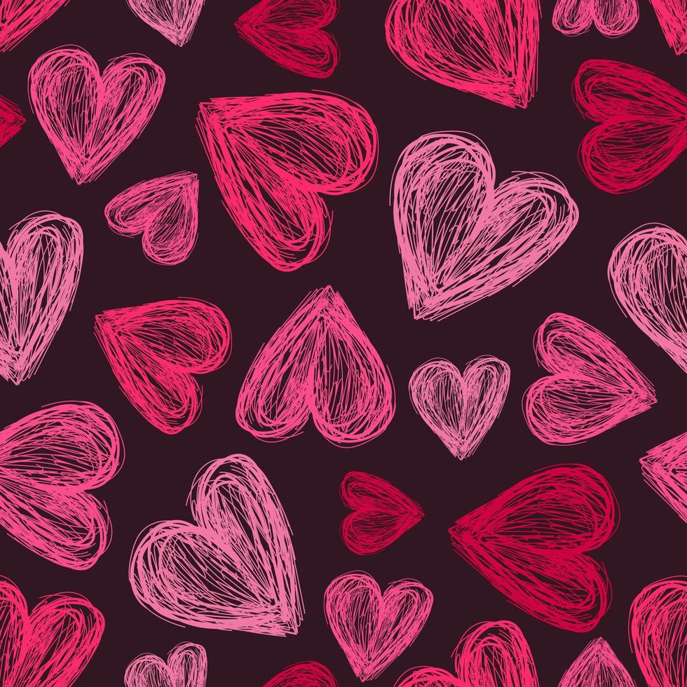 Hand-drawn sketch heart texture background vector illustration