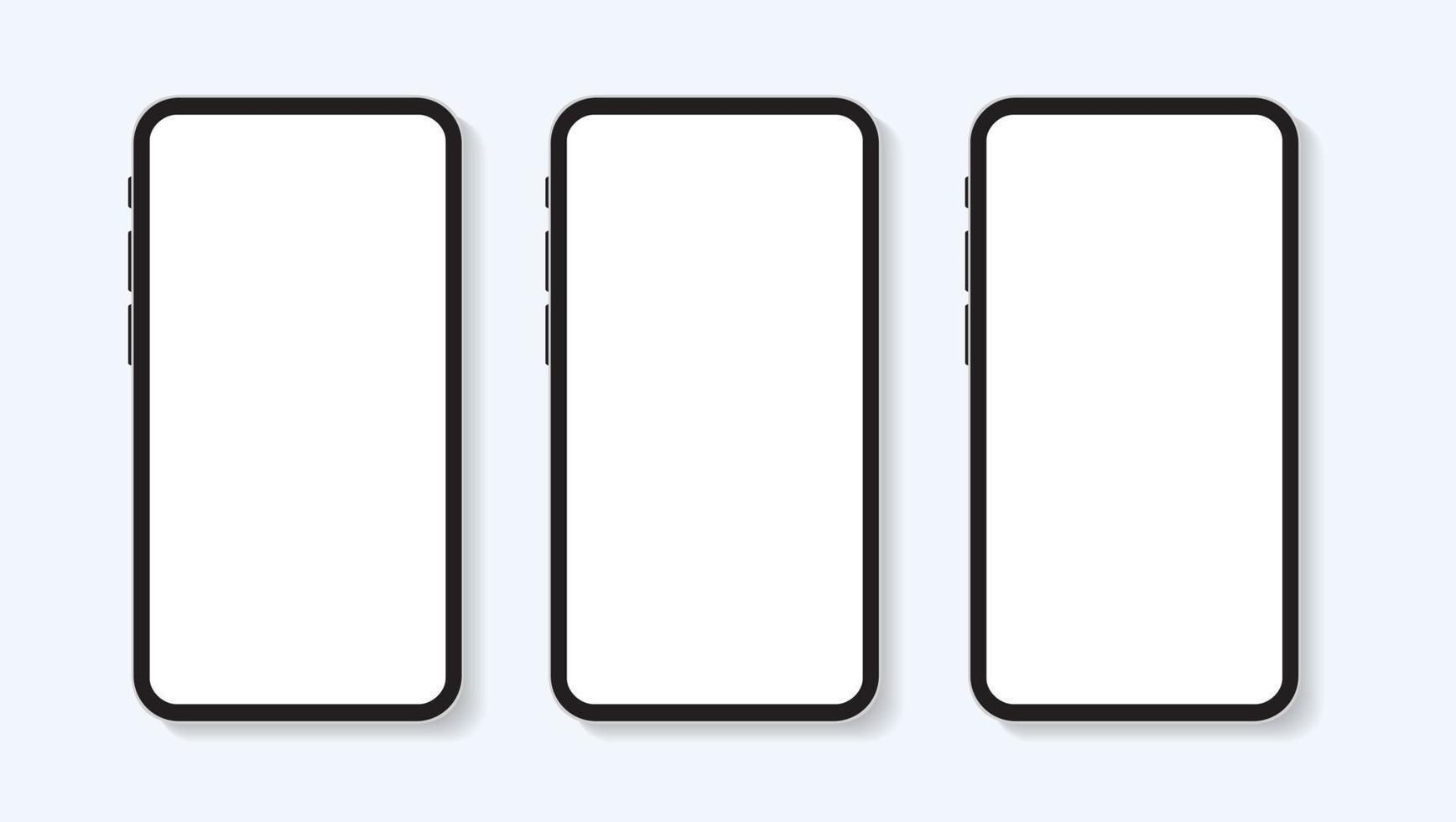 Modern Smartphone With Buttons Mockup Illustration Set For Social Media Advertisement vector