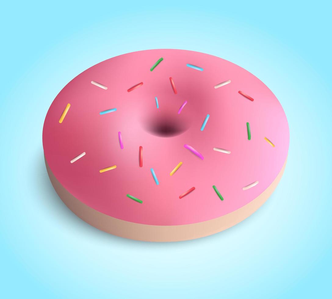 donut cake aislado postre ilustración realista panadería comida icono vector