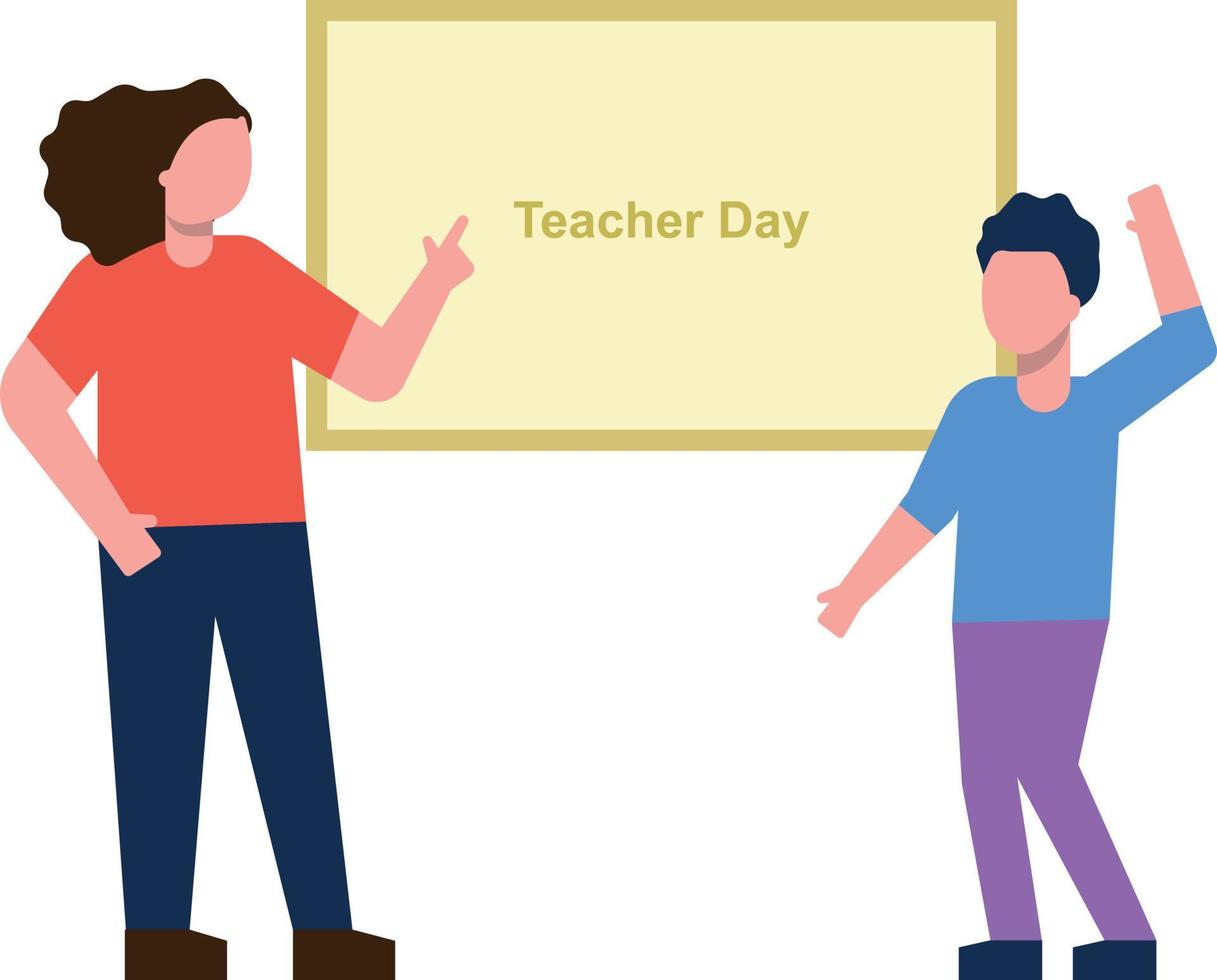 un niño saluda a su maestro en el día del maestro. vector