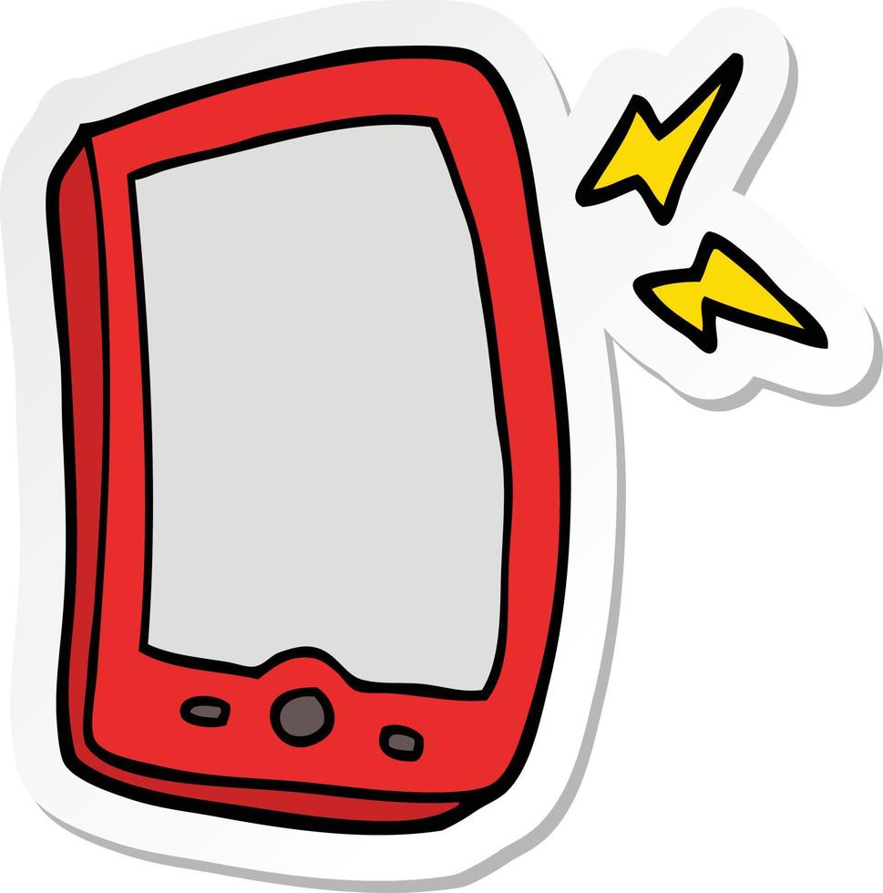 sticker of a cartoon mobile phone vector