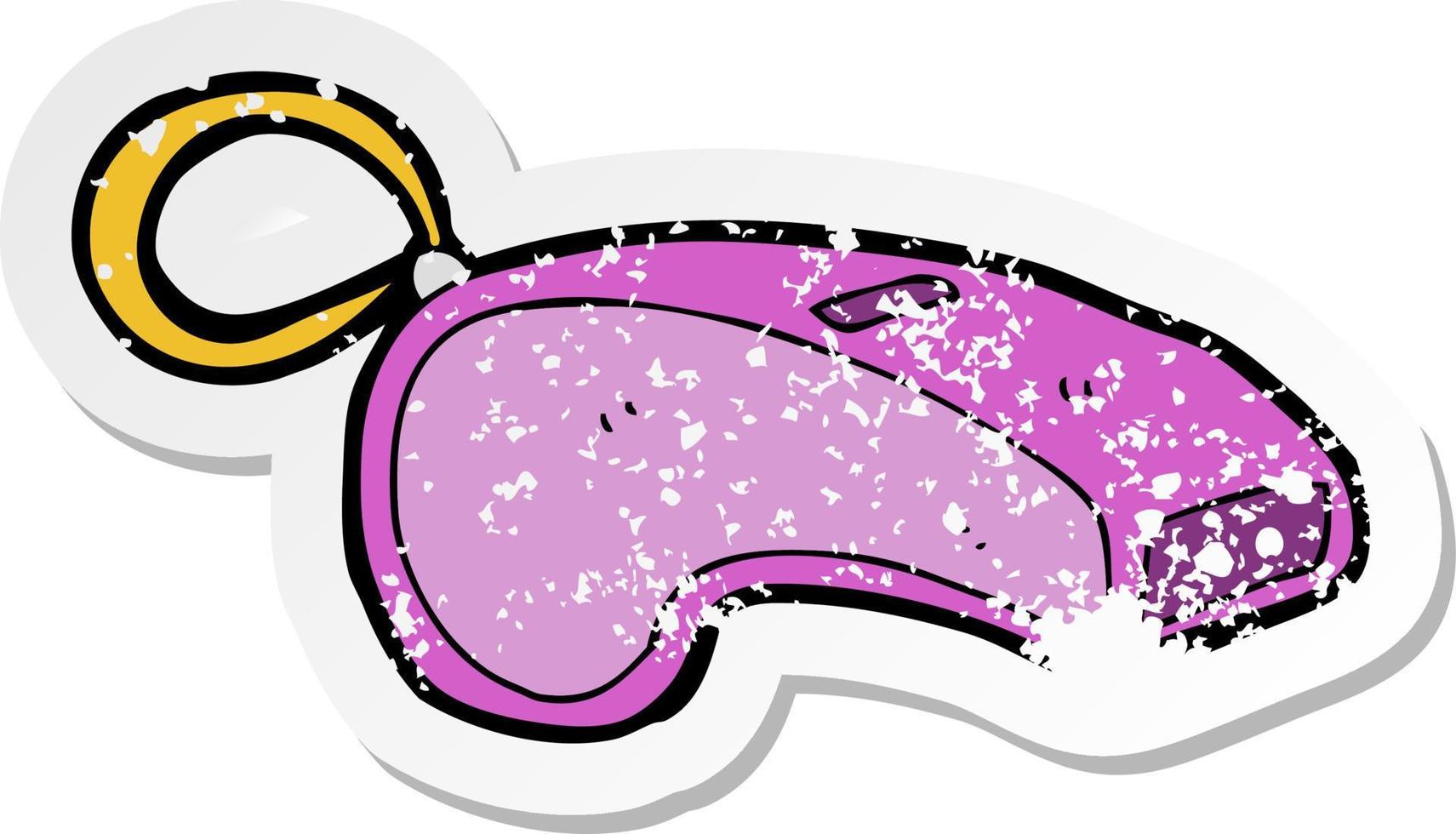 retro distressed sticker of a cartoon whistle vector