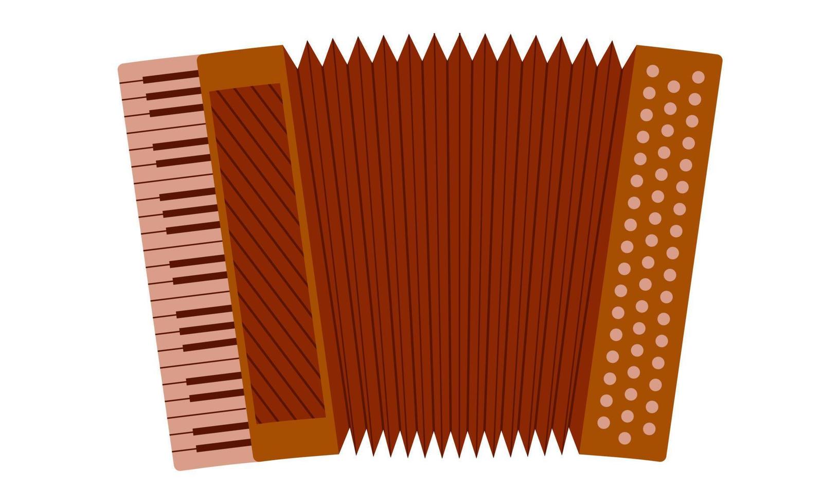 Piano accordion isolated on a white background. Musical instrument, hand harmonica. Flat style. Vector illustration