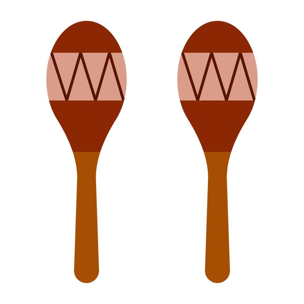 Maracas isolated on a white background. Rumba shaker or chac-chac. Percussion and noise musical instrument. Flat style. Vector illustration