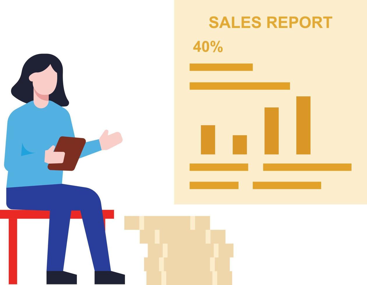 The girl is showing the sales report. vector