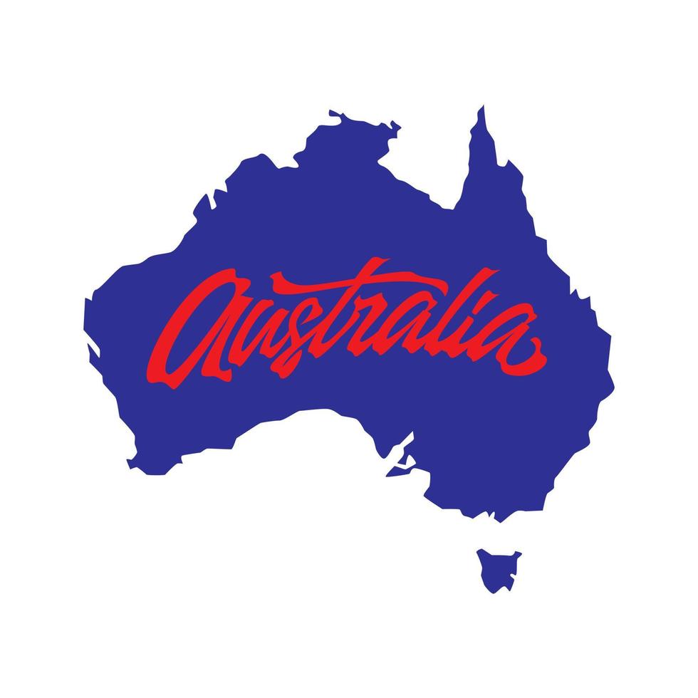 Australia day lettering. Map of Australia Vector illustration