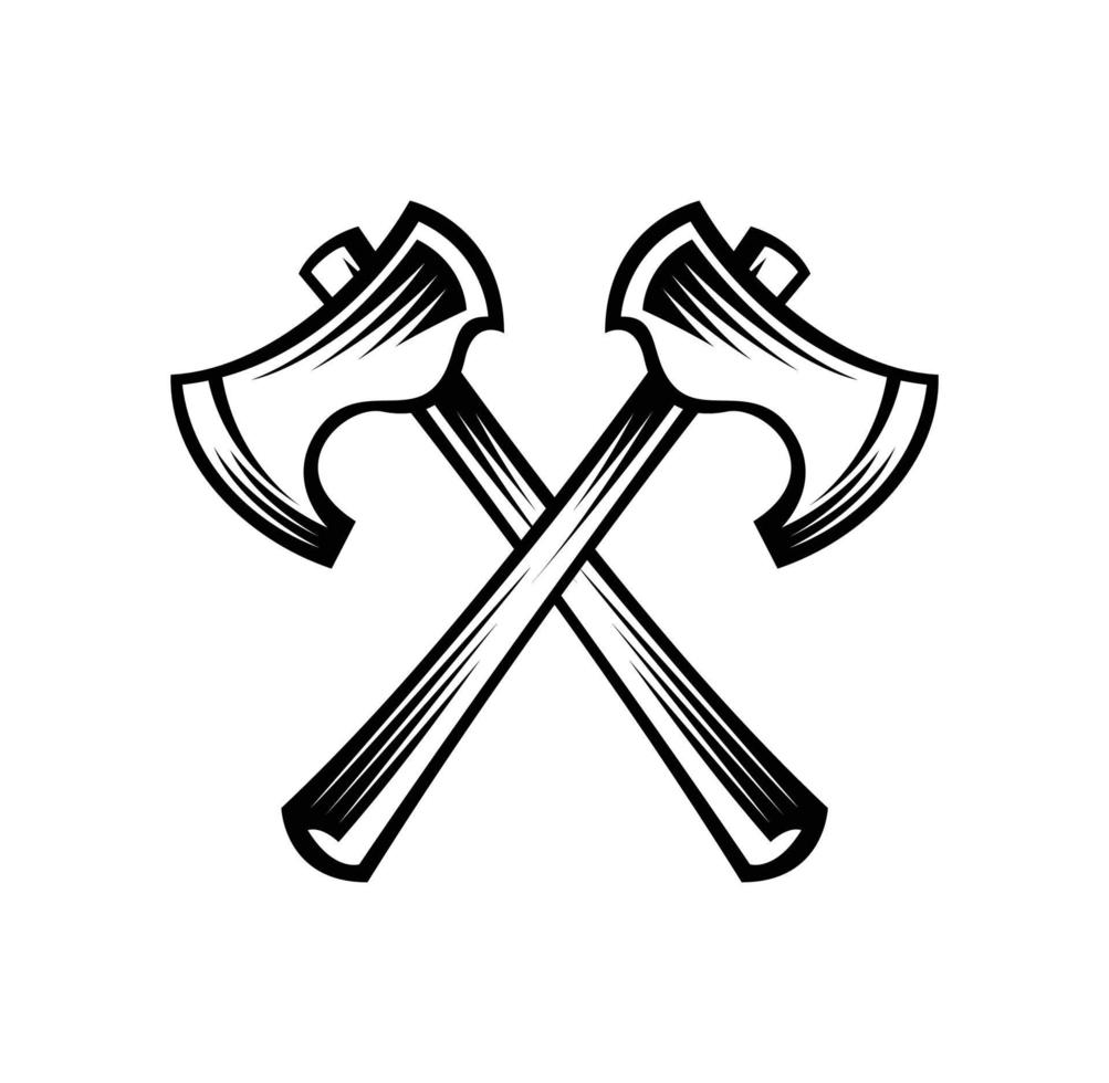 axe cross with a retro engraved style. vector