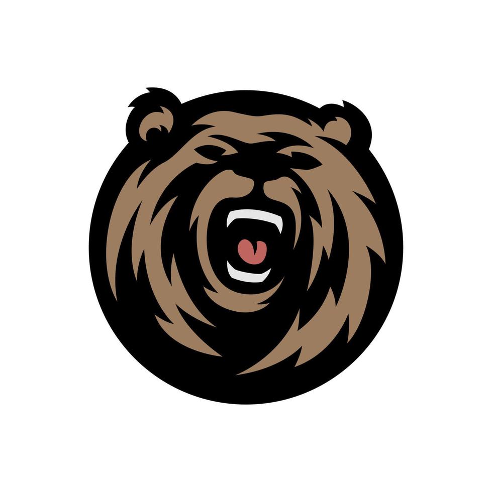 Head bear in circle shape, Logo template vector design illustration