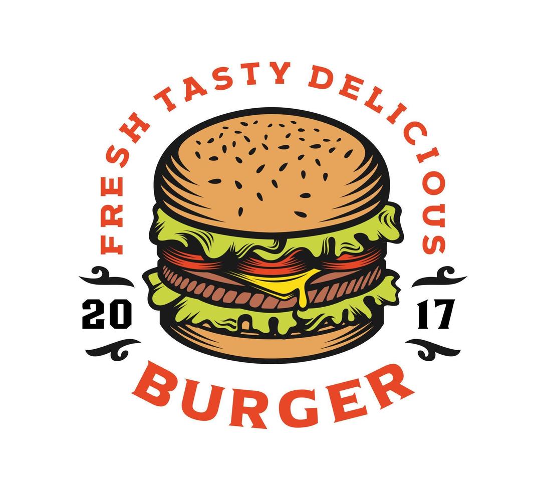 Burger vintage label illustration vector