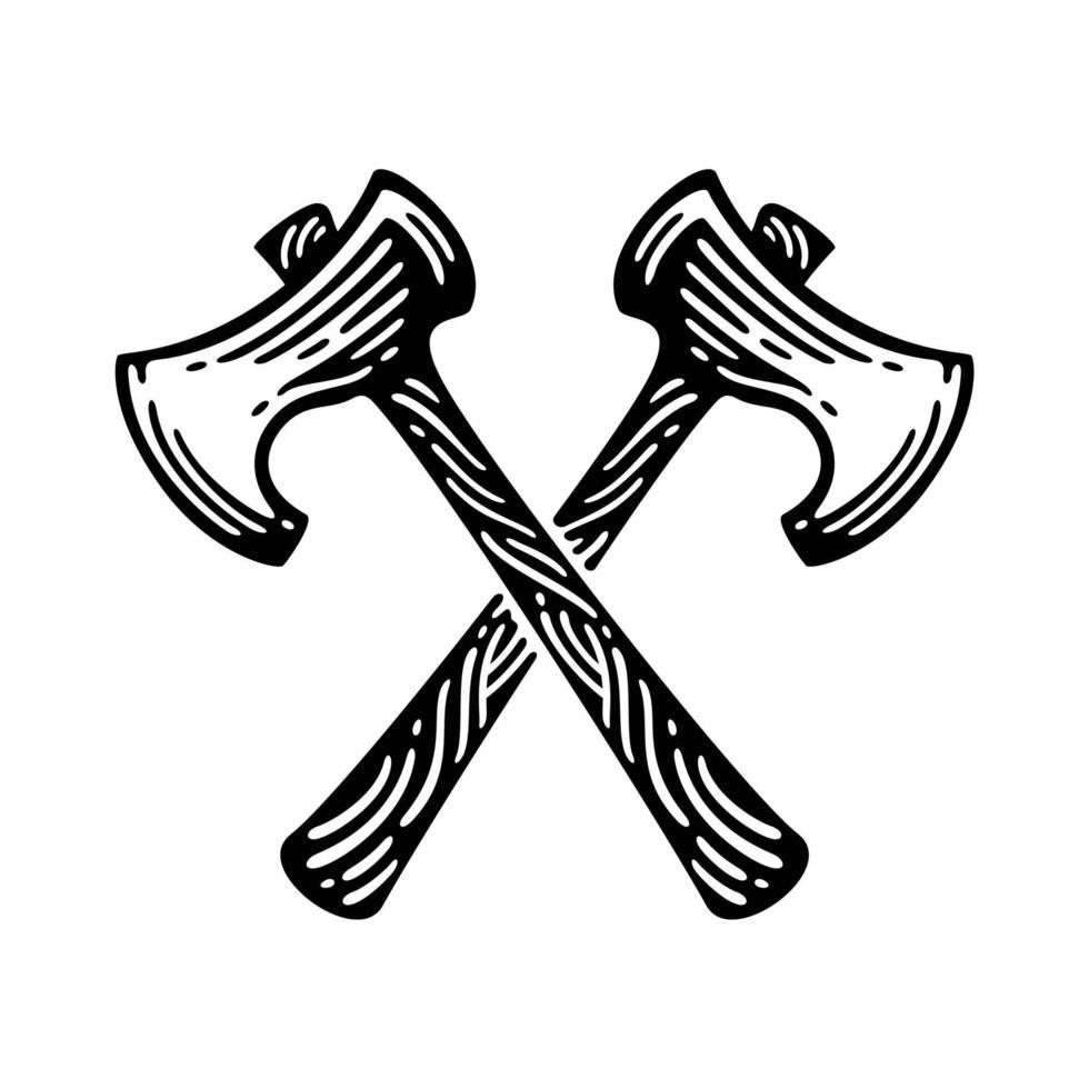 axe cross with a retro engraved style. vector