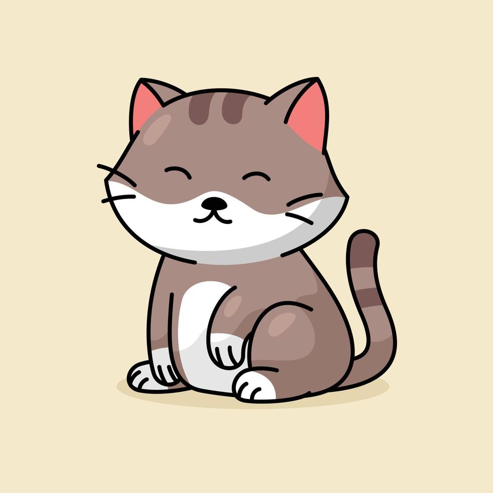 lindo personaje de mascota de gato gordo. vector profesional de estilo de dibujos animados plana