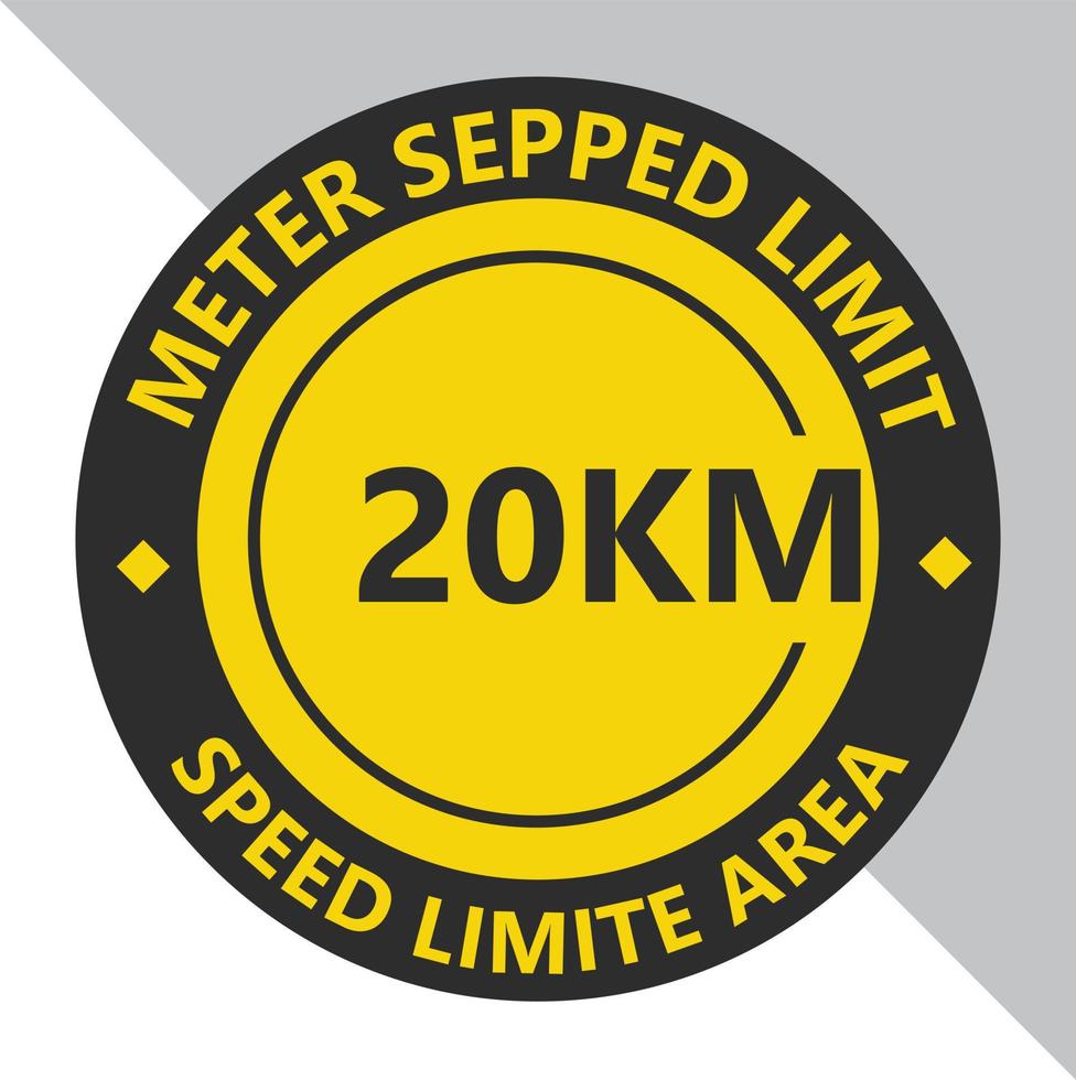 Symbols of logo for car speed limite 20 kilometer per hours sticker. sticker. on isolated two tone white and gray background. vector