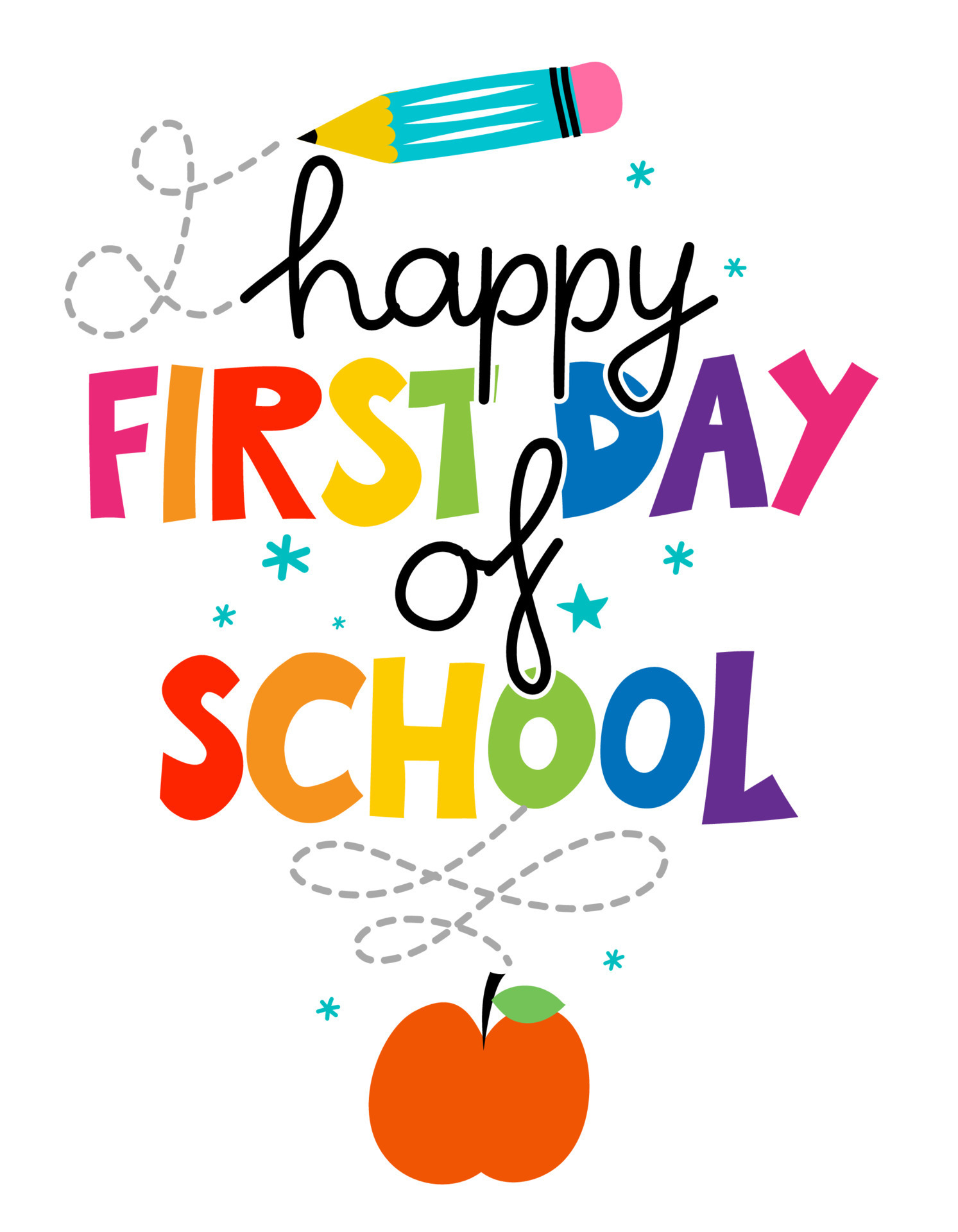 Happy first day of School typography design. Good for clothes, gift