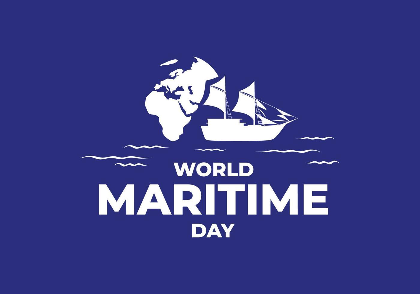 World maritime day background with earth map and big ship. vector
