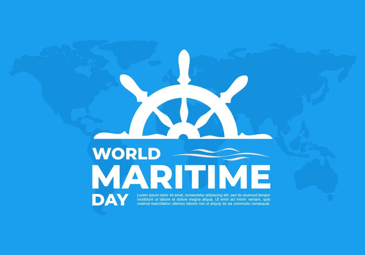 World maritime day background with ship steer wheel earth globe map vector