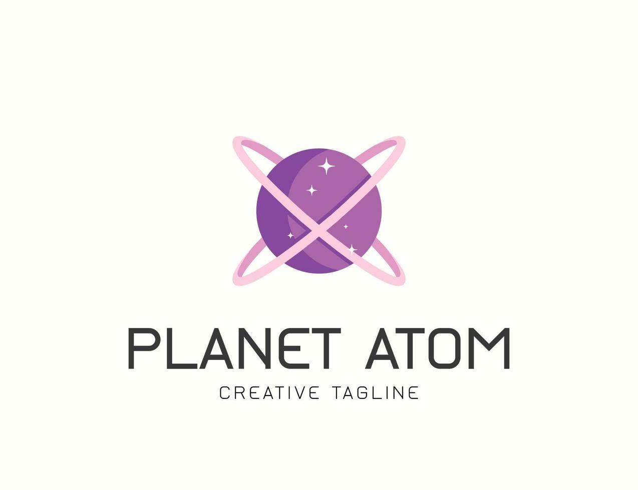 Planet Atom space logo design vector