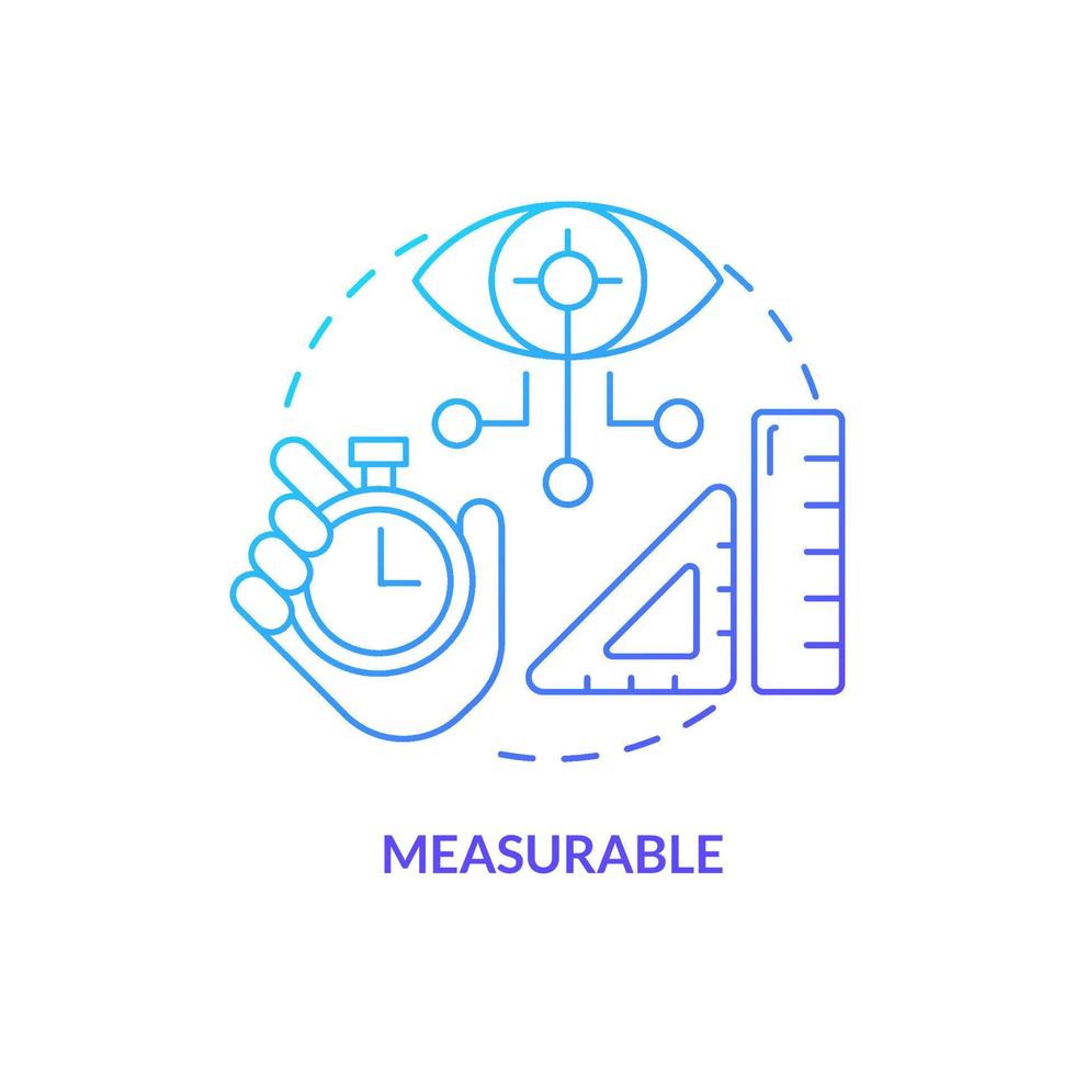 icono de concepto de gradiente azul medible. ventaja de datos biométricos idea abstracta ilustración de línea delgada. medir las características individuales. dibujo de contorno aislado. vector