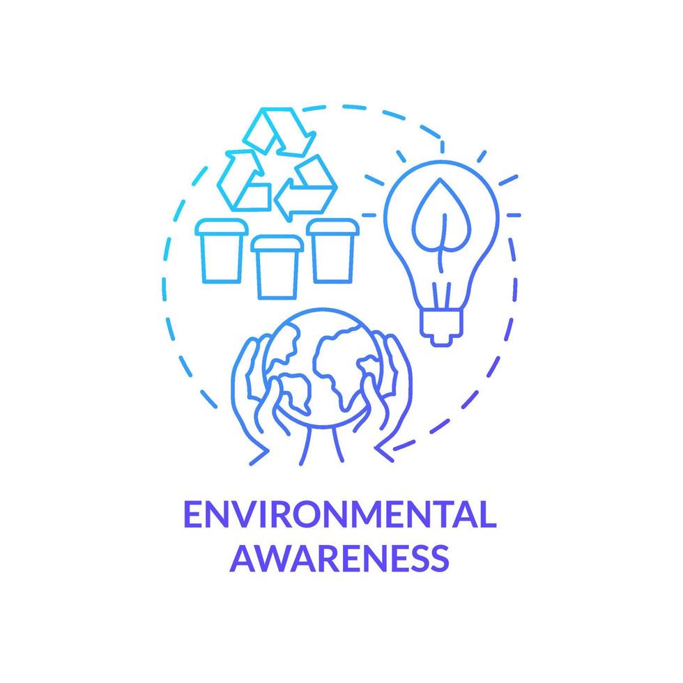 icono de concepto de gradiente azul de conciencia ambiental. comportamiento ético idea abstracta ilustración de línea delgada. reciclaje ecológico. sustentabilidad. dibujo de contorno aislado. vector