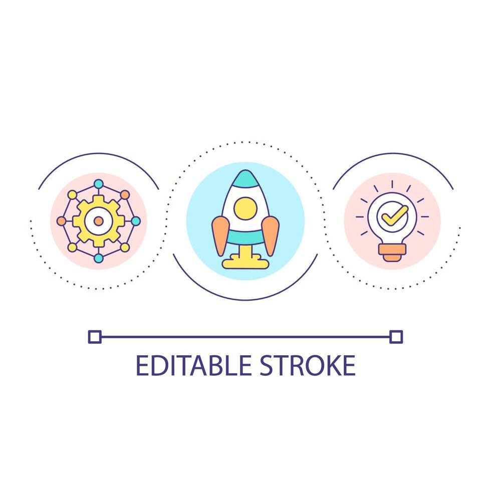 Startup booster loop concept icon. Innovations in business. Digital technology integration abstract idea thin line illustration. Isolated outline drawing. Editable stroke. vector